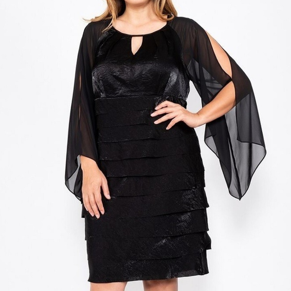 Plus Size Key Hole Chiffon Sleeve Cocktail dress